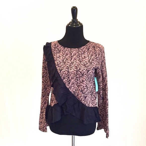 Abound Floral Print Ruffle Hem Blouse - Picture 1 of 5